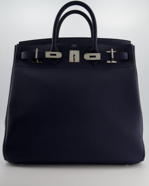 *RARE* Hermès HAC Bag 40 in Bleu Abysse Togo Leather With Palladium Hardware