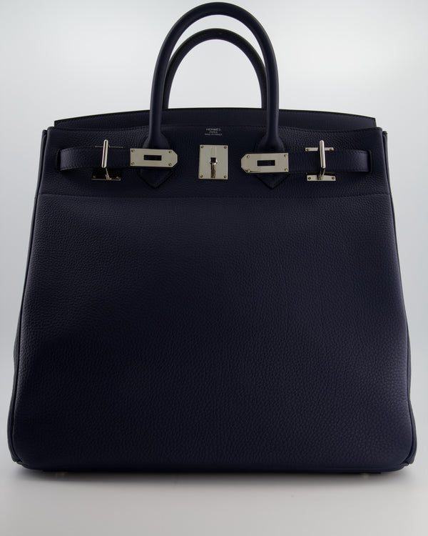 *RARE* Hermès HAC Bag 40 in Bleu Abysse Togo Leather With Palladium Hardware
