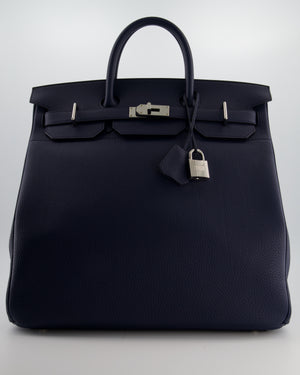 *RARE* Hermès HAC Bag 40 in Bleu Abysse Togo Leather With Palladium Hardware