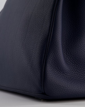 *RARE* Hermès HAC Bag 40 in Bleu Abysse Togo Leather With Palladium Hardware