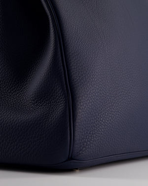 *RARE* Hermès HAC Bag 40 in Bleu Abysse Togo Leather With Palladium Hardware