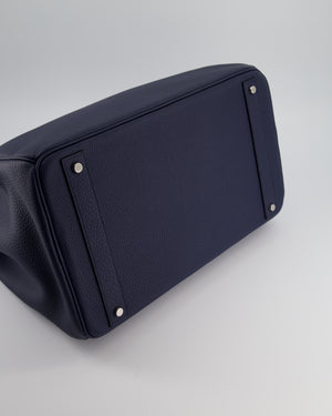 *RARE* Hermès HAC Bag 40 in Bleu Abysse Togo Leather With Palladium Hardware