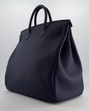 *RARE* Hermès HAC Bag 40 in Bleu Abysse Togo Leather With Palladium Hardware