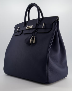 *RARE* Hermès HAC Bag 40 in Bleu Abysse Togo Leather With Palladium Hardware
