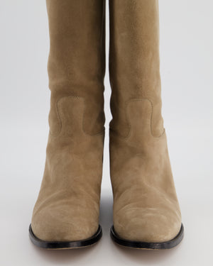 *HOT* Hermès Beige Sable Jumping Boots in Chèvre Velours with Palladium Buckle Size EU 39 RRP £2,300