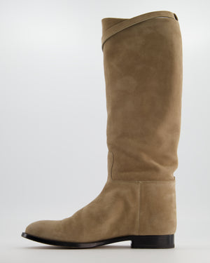 *HOT* Hermès Beige Sable Jumping Boots in Chèvre Velours with Palladium Buckle Size EU 39 RRP £2,300