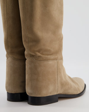*HOT* Hermès Beige Sable Jumping Boots in Chèvre Velours with Palladium Buckle Size EU 39 RRP £2,300