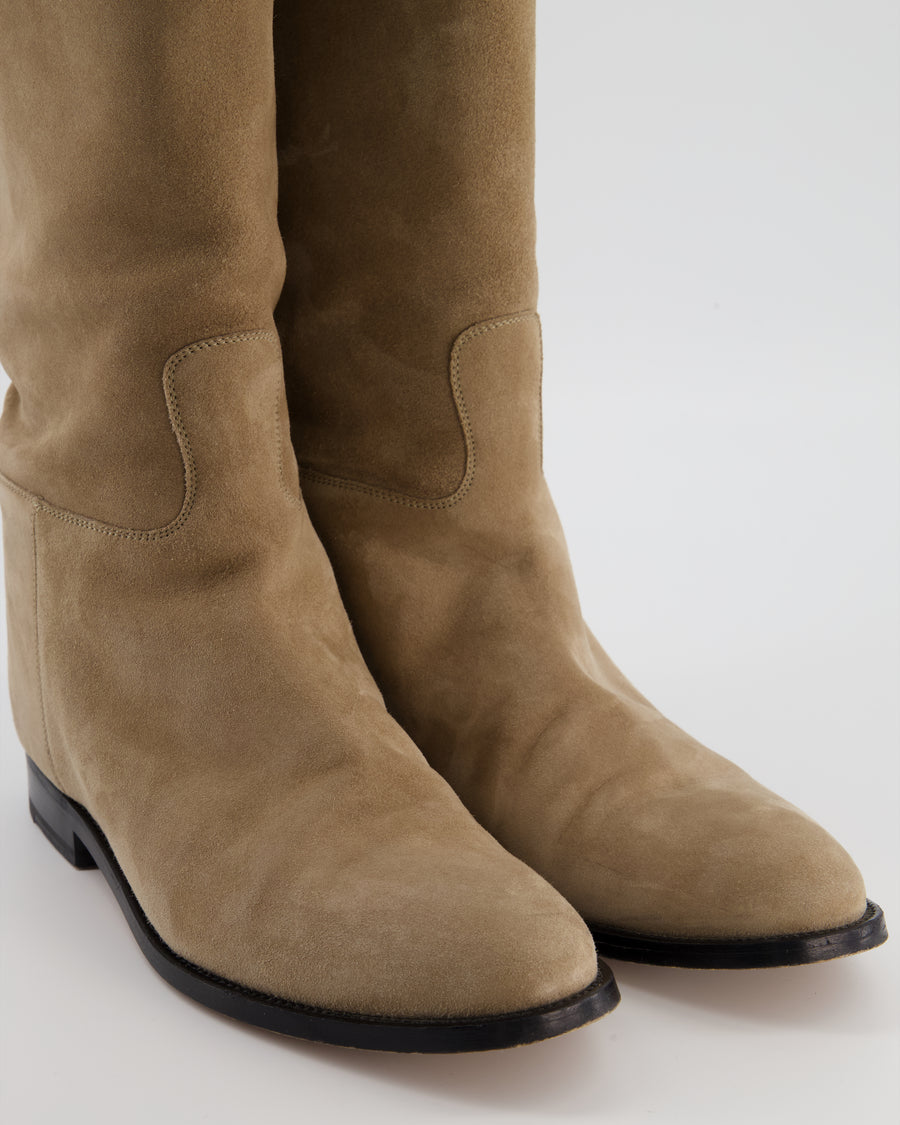 *HOT* Hermès Beige Sable Jumping Boots in Chèvre Velours with Palladium Buckle Size EU 39 RRP £2,300