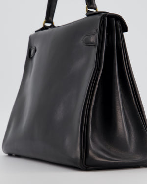 *FIRE PRICE* Hermès Vintage Kelly 28 Retourne Bag in Noir Box Leather with Gold Hardware