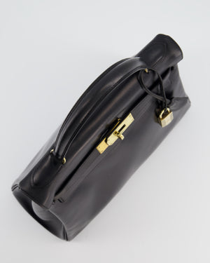*FIRE PRICE* Hermès Vintage Kelly 28 Retourne Bag in Noir Box Leather with Gold Hardware
