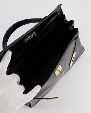 *FIRE PRICE* Hermès Vintage Kelly 28 Retourne Bag in Noir Box Leather with Gold Hardware