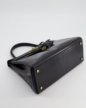 *FIRE PRICE* Hermès Vintage Kelly 28 Retourne Bag in Noir Box Leather with Gold Hardware
