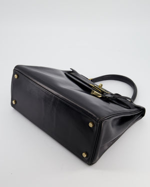 *FIRE PRICE* Hermès Vintage Kelly 28 Retourne Bag in Noir Box Leather with Gold Hardware