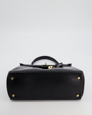 *FIRE PRICE* Hermès Vintage Kelly 28 Retourne Bag in Noir Box Leather with Gold Hardware