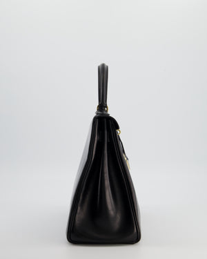 *FIRE PRICE* Hermès Vintage Kelly 28 Retourne Bag in Noir Box Leather with Gold Hardware