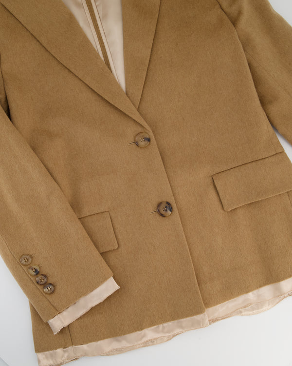 Miu Miu Camel Blazer with Silk Frayed Interior Lining Details IT 38 (UK 6)