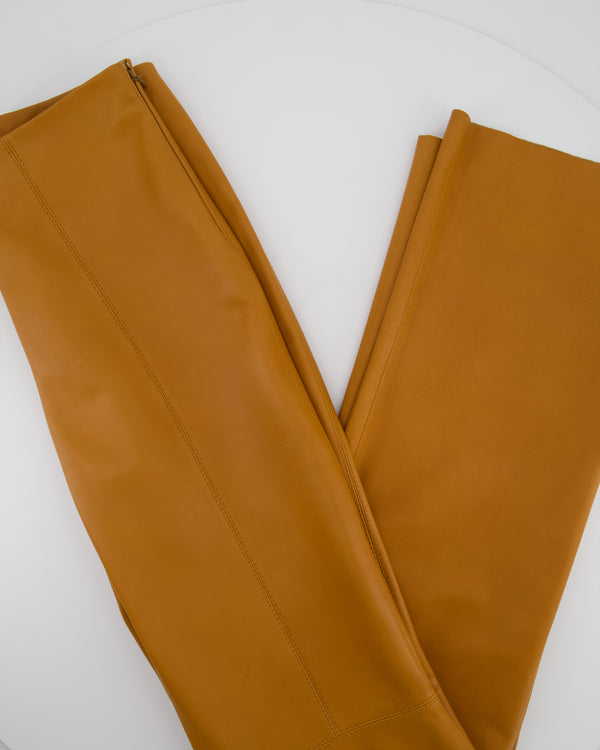 Loewe Brown Tan High-Rise Straight Leg Leather Trousers Size FR 38 (UK 10)