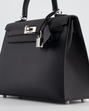 *RARE* Hermès Kelly 25 Sellier Bag in Noir Epsom Leather with Palladium Hardware