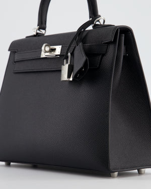 *RARE* Hermès Kelly 25 Sellier Bag in Noir Epsom Leather with Palladium Hardware
