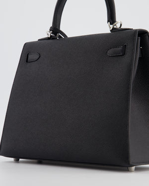 *RARE* Hermès Kelly 25 Sellier Bag in Noir Epsom Leather with Palladium Hardware