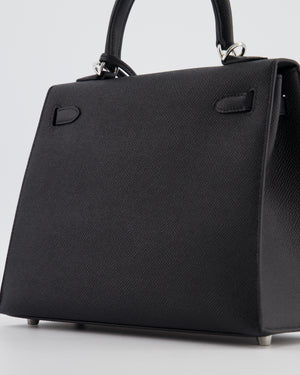 *RARE* Hermès Kelly 25 Sellier Bag in Noir Epsom Leather with Palladium Hardware