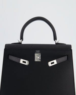 *RARE* Hermès Kelly 25 Sellier Bag in Noir Epsom Leather with Palladium Hardware