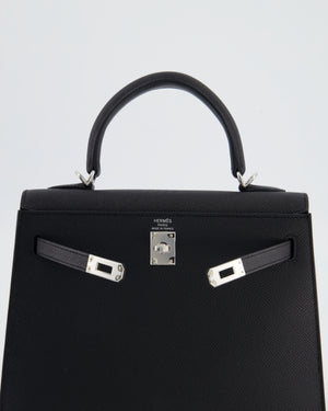*RARE* Hermès Kelly 25 Sellier Bag in Noir Epsom Leather with Palladium Hardware