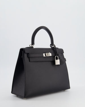 *RARE* Hermès Kelly 25 Sellier Bag in Noir Epsom Leather with Palladium Hardware