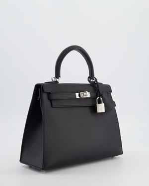 *RARE* Hermès Kelly 25 Sellier Bag in Noir Epsom Leather with Palladium Hardware