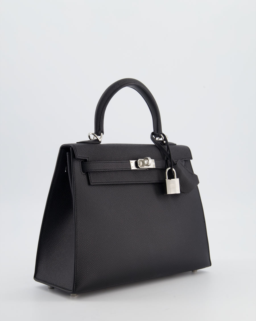 *RARE* Hermès Kelly 25 Sellier Bag in Noir Epsom Leather with Palladium Hardware