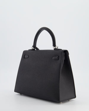 *RARE* Hermès Kelly 25 Sellier Bag in Noir Epsom Leather with Palladium Hardware