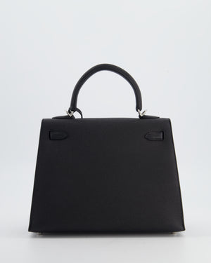 *RARE* Hermès Kelly 25 Sellier Bag in Noir Epsom Leather with Palladium Hardware