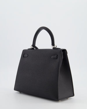 *RARE* Hermès Kelly 25 Sellier Bag in Noir Epsom Leather with Palladium Hardware