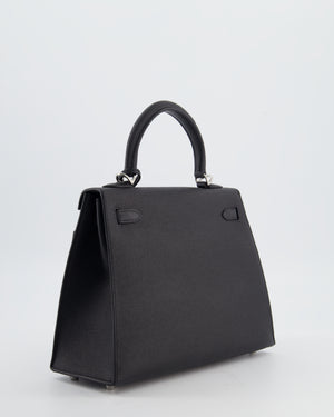 *RARE* Hermès Kelly 25 Sellier Bag in Noir Epsom Leather with Palladium Hardware
