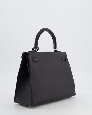 *RARE* Hermès Kelly 25 Sellier Bag in Noir Epsom Leather with Palladium Hardware