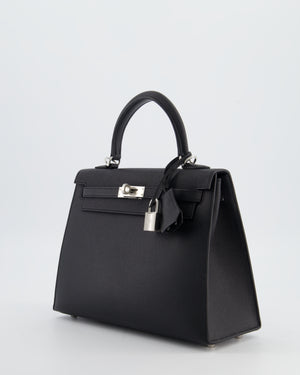 *RARE* Hermès Kelly 25 Sellier Bag in Noir Epsom Leather with Palladium Hardware