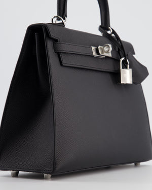 *RARE* Hermès Kelly 25 Sellier Bag in Noir Epsom Leather with Palladium Hardware
