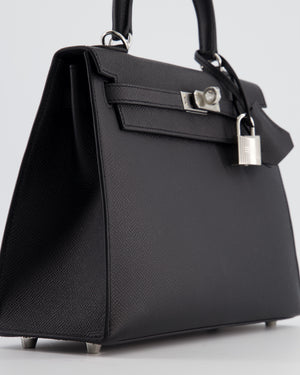 *RARE* Hermès Kelly 25 Sellier Bag in Noir Epsom Leather with Palladium Hardware