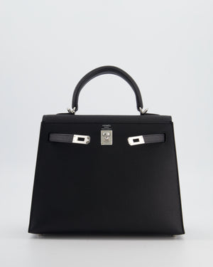 *RARE* Hermès Kelly 25 Sellier Bag in Noir Epsom Leather with Palladium Hardware