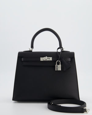 *RARE* Hermès Kelly 25 Sellier Bag in Noir Epsom Leather with Palladium Hardware