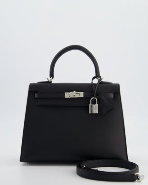 *RARE* Hermès Kelly 25 Sellier Bag in Noir Epsom Leather with Palladium Hardware