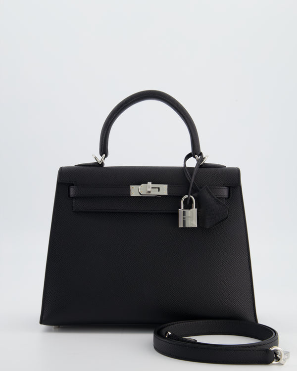 *RARE* Hermès Kelly 25 Sellier Bag in Noir Epsom Leather with Palladium Hardware