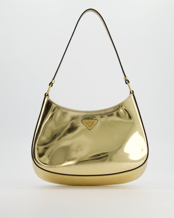 Prada Metallic Gold Cleo Bag in Brushed Calfskin Leather with Gold Hardware RRP £2400