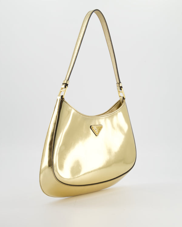 Prada Metallic Gold Cleo Bag in Brushed Calfskin Leather with Gold Hardware RRP £2400