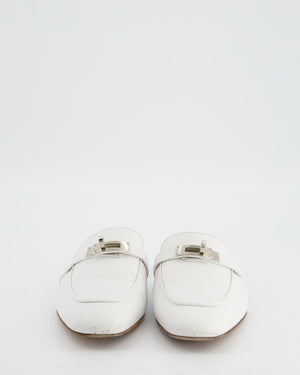 Hermès White Leather Oz Mules Size EU 36.5