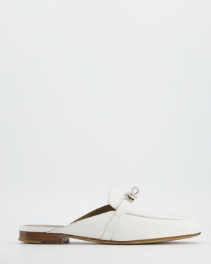 Hermès White Leather Oz Mules Size EU 36.5