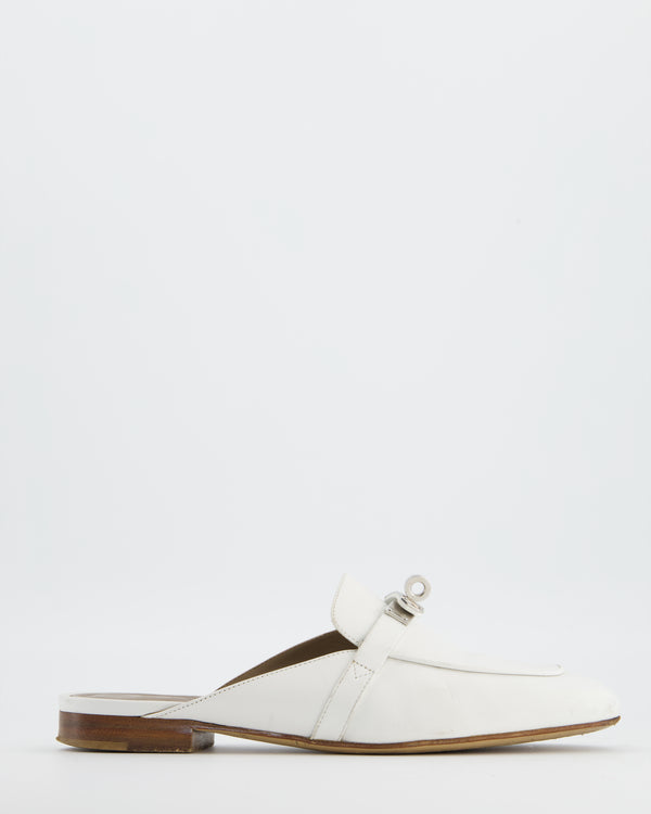Hermès White Leather Oz Mules Size EU 36.5