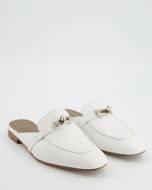 Hermès White Leather Oz Mules Size EU 36.5