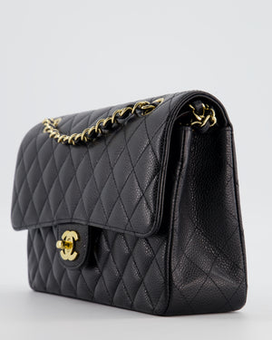 Chanel Black Medium Classic Double Flap Bag in Caviar Leather with Gold Hardware