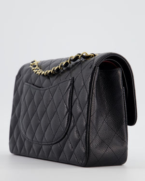 Chanel Black Medium Classic Double Flap Bag in Caviar Leather with Gold Hardware